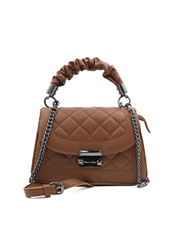 QUEEN HELENA Borsa a Mano con Tracolla in Pelle Pu Trapuntata Morbida...