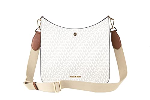 Michael Kors Women's Briley Large Canvas Logo Leather Messenger Bag,...