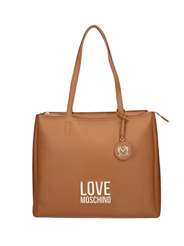 Love Moschino Borsa a Spalla Gold Metal Logo Cammello Borsa a Spalla...