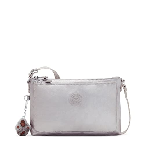 Kipling Mikaela Metallic Borsa A Tracolla Smooth Argento Metallizzato,...