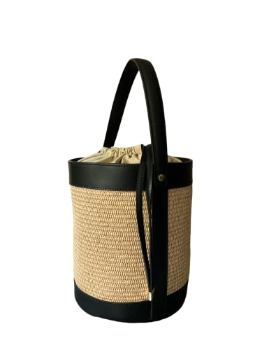 Superflybags Borsa Secchiello Donna In Vera Pelle + Rafia modello...