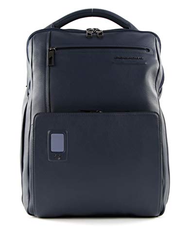 PIQUADRO Akron, Zaino in Pelle Porta Computer Uomo, Blu