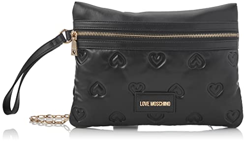 Love Moschino Borsa Pu Embossed Nero, BORSA A SPALLA Donna, Nero,...