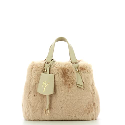 MANILA GRACE Borsa Meda Handbag in Ecopelliccia Beige