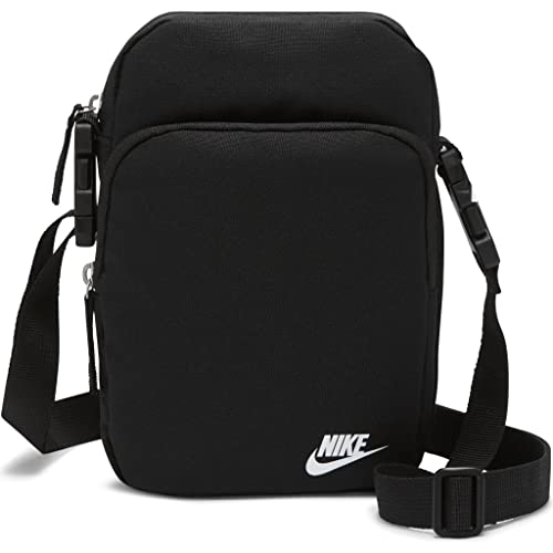 Nike Heritage Crossbody - Borsa a tracolla, nero/bianco, Taglia unica