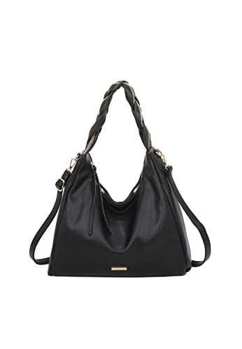 QUEEN HELENA Borsa Grande a Spalla con Tracolla e Manico Intrecciato...
