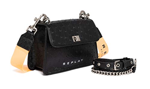 REPLAY Fw3097, Borsa a Tracolla Donna, 098 Nero, UNIC