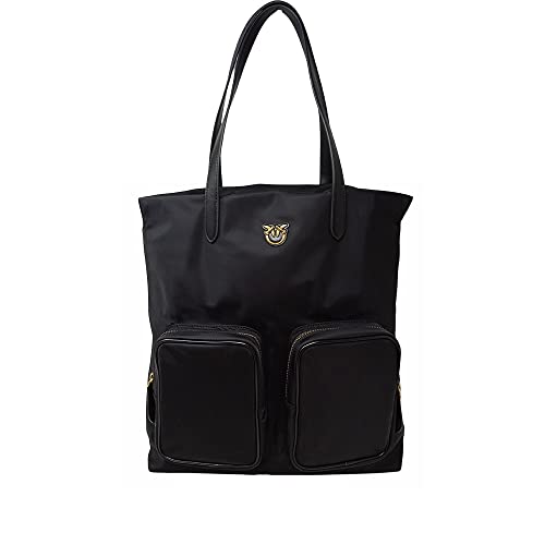 Pinko Vertical Shopping Nylon RICICL, Borsa Donna, Z99Q_Nero-Antique...
