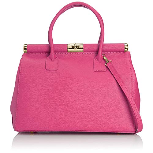 Chicca Borse Borsa a mano bauletto da donna con tracolla in pelle...