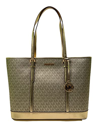 Michael Kors Jet Set Travel Large Top Zip Shoulder Tote (Pale Gold)