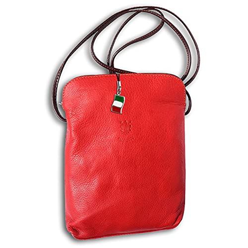 Florence D2OTF113R - Borsa a tracolla da donna, in vera pelle, 19 x 23...