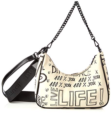 Desigual PU Shoulder Bag, Borsa a Tracolla. Donna, Bianco, U
