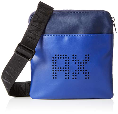 ARMANI EXCHANGE Perforated Leather - Borsa Messenger Uomo, Blu...