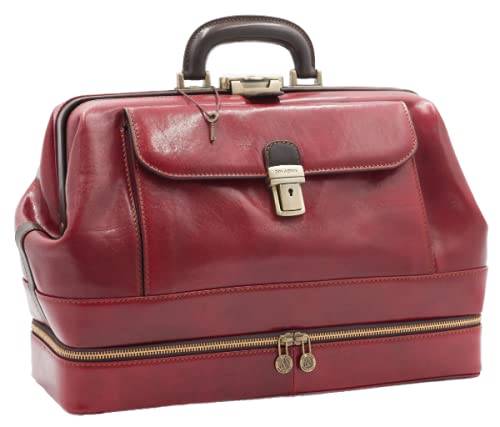 D&D - Borsa medico in vera pelle con vano portastrumenti Bicolor- Made...