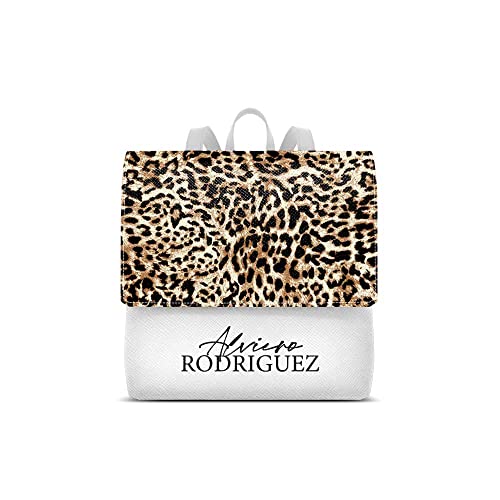Alviero Rodriguez Zainetto Lux Bianco Leopard Pattern Zaino donna moda...