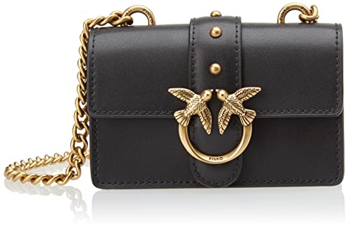 Pinko Love One Micro C Vitello Seta, Borsa Donna, Z99Q_Nero-Antique...