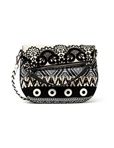 Desigual Bols_Black White FOLDED - Borsa a tracolla da donna, colore:...