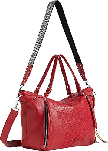 Desigual BOLS_Rising Libia, Borsa a Mano. Donna, Colore: Rosso, Taglia...