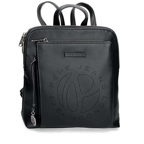 Pepe Jeans Mabel Zaino Casual Nero 26x29x10 cm Ecopelle, Nero, Zaino...