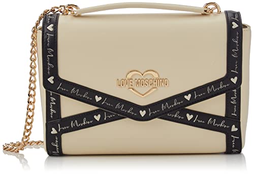 Love Moschino Borsa Pu Nero + Pu Avorio, BORSA A SPALLA Donna,...