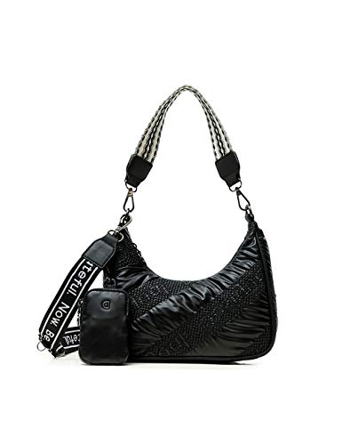 Desigual Fabric Shoulder Bag, Borsa a Tracolla. Donna, Nero, U