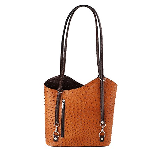 Chicca Borse Borsa a Spalla da Donna Stampa Struzzo in Vera Pelle Made...