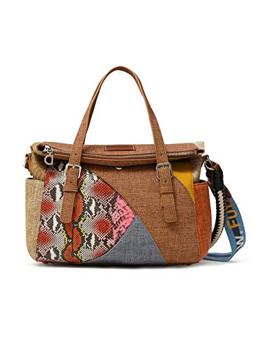 Desigual Fabric Hand Bag, Borsa a Mano Donna, Bianco, U