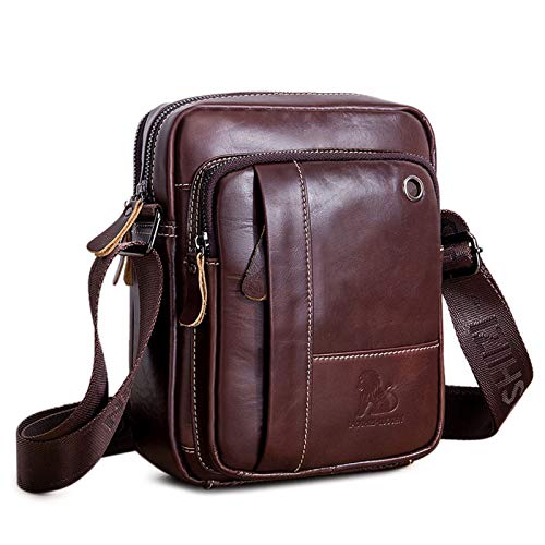BAIGIO Borsello Uomo Pelle Marrone Borsa a Tracolla Vintage Borsa a...