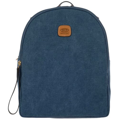 BRIC'S - Coated Canvas Cotton Small Backpack Serena, Blu, 25x32x13 Cm
