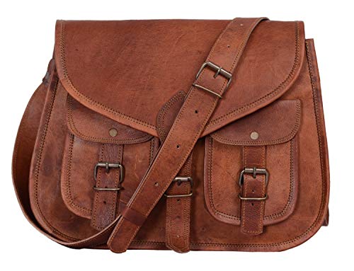 KPL - Borsa da donna, a tracolla, modello postina, da viaggio, in vera...
