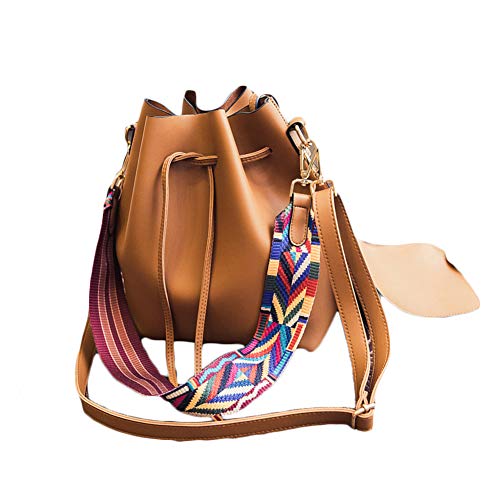 Secchio Borsa In Pelle Pu Con Cinturino Colorato Donna Borsa...