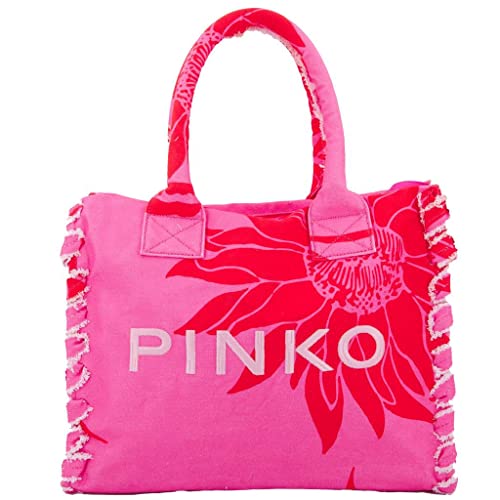 Pinko Beach Shopping Canvas RICICLAT, Borsa Donna, NR1_Rosa/Rosso,...