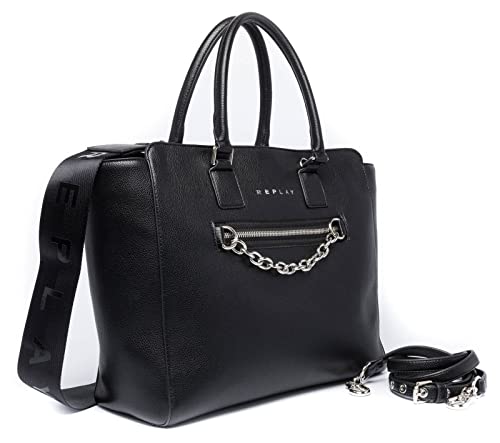 REPLAY Fw3094, Borsa a Tracolla Donna, 298 Nero Opaco, UNIC