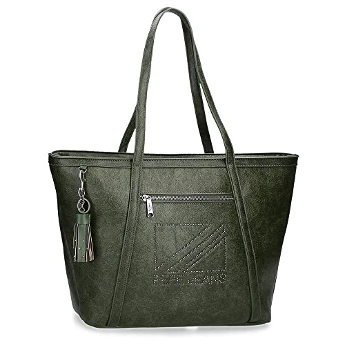 Pepe Jeans Donna Borsa per laptop 13,3' Verde 44 x 29 x 14 cm Pelle...