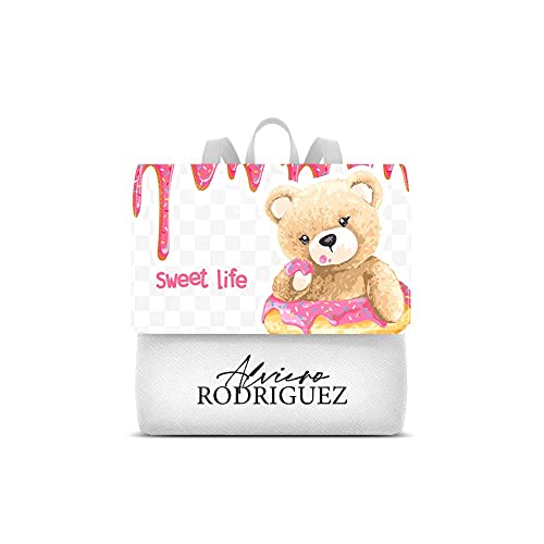 Alviero Rodriguez Zainetto Lux Bianco Madame Teddy Bear Pattern Zaino...