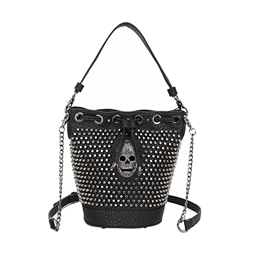 Chikencall Borsa Skull con borchie da donna Borsa a secchiello in...