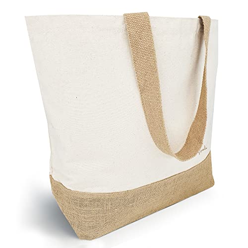 Loxato Shopper Cotone Grande - Borsa Juta Naturale - Borsa Mare Donna...