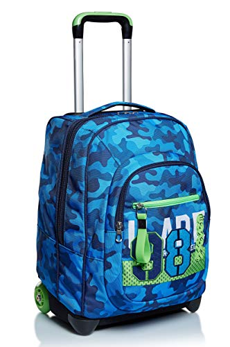 Seven Trolley Scuola, Crew, Turchese, 2in 1 con Spallacci Uso Zaino...