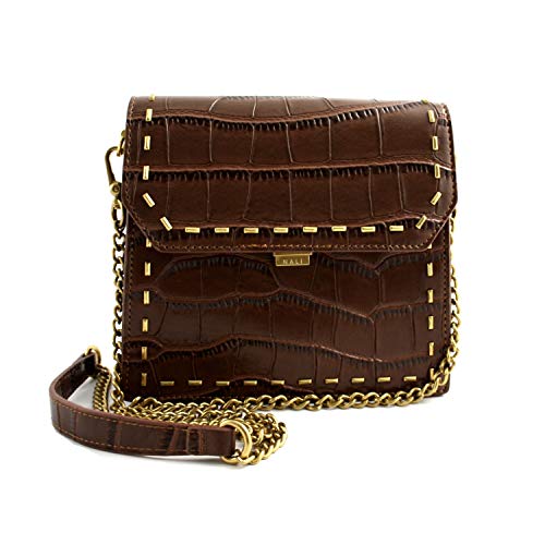 NALì Borsa pochette pelle marrone cuoio coccodrillo con dettagli ed...