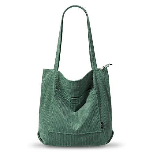 KALIDI - Borsa tote in velluto a coste con cerniera, impermeabile, da...