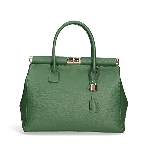Chicca Borse Borsa Donna a Mano Pelle con Tracolla Bauletto, Verde