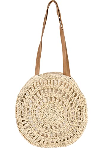 styleBREAKER Borsa a tracolla rotonda da donna in paglia di carta...