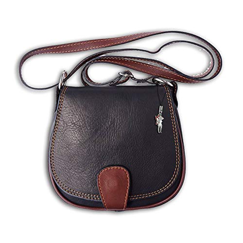 Florence D1OTF103F - Borsa a tracolla da donna, in vera pelle, 18 x 5...