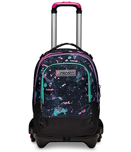 Seven Trolley Scuola Sganciabile Jack 3 Ruote Detach, Viola, FLUO...