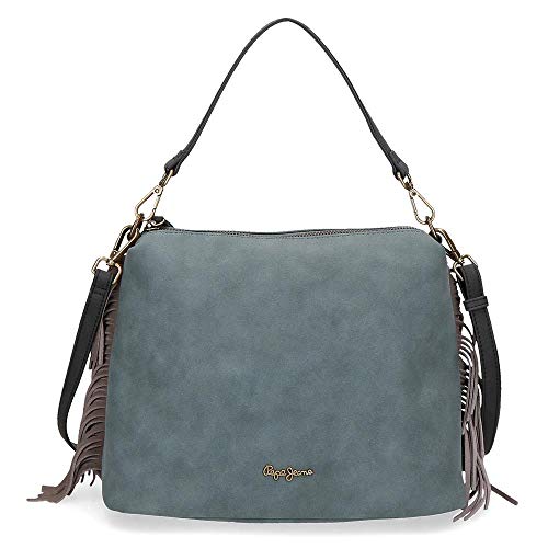 Pepe Jeans Fringe Borsa Azzurro 29x30x15 cms finta pelle