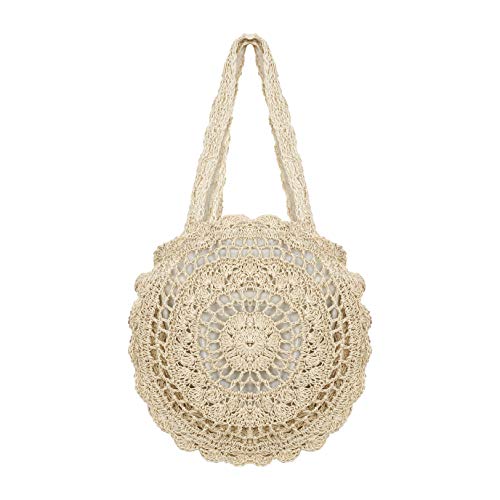 Borsa a Tracolla in Paglia Intrecciata Rotonda Borsa da Spiaggia Tonda...