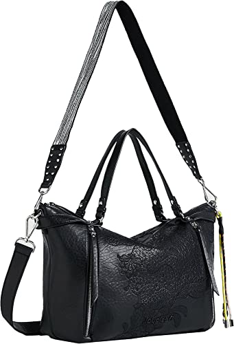 Desigual BOLS_Rising Libia, Borsa a Mano. Donna, Nero, Taglia Unica