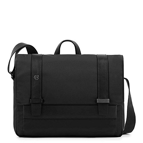 Piquadro Hexagon Borsa Messenger, 35 cm, Nero