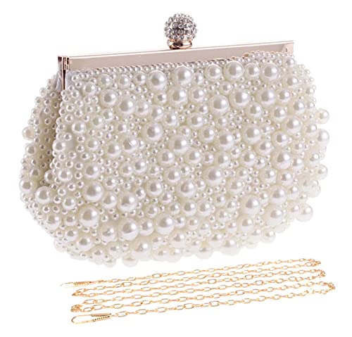 BAIGIO Pochette Elegante Bianca Perle, Clutch Donna Cerimonia Borsetta...