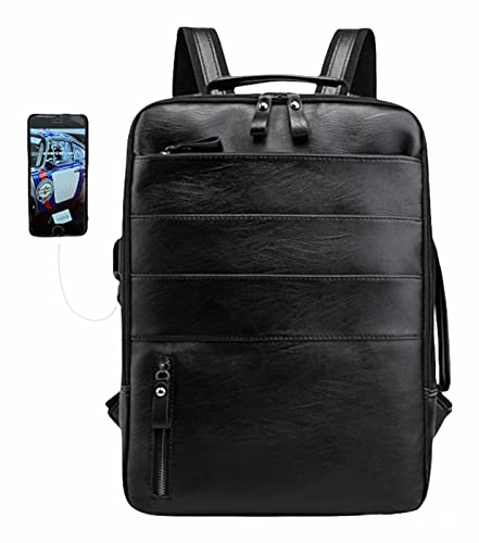 BEES Zaino Nero in Pelle PU Versatile Porta PC 15,6' Pollici Multiuso...
